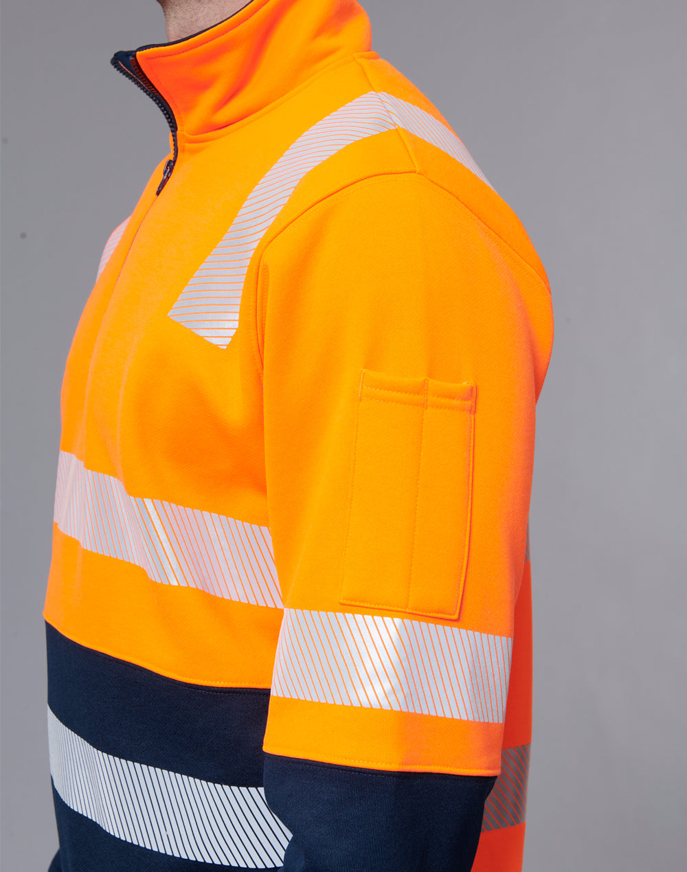 Vic Rail Hi-Vis Safety Jumper- Unisex - Orange/Navy - View