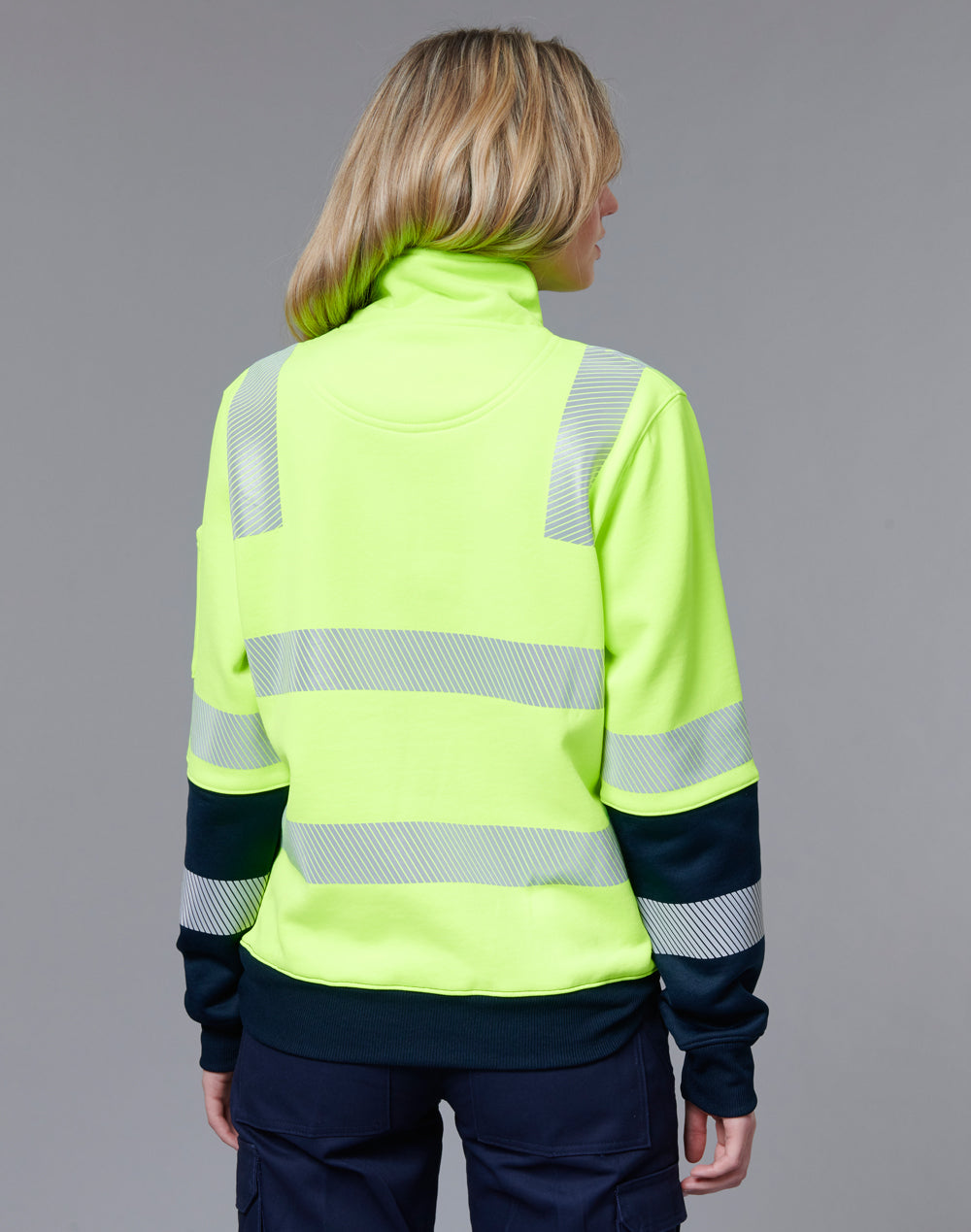 Vic Rail Hi-Vis Safety Jumper- Unisex - Yellow/Navy - View