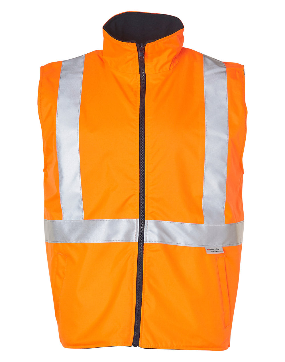 Hi-Vis Reversible Safety Vest With X Pattern 3M Tapes - SW37 - Orange / Navy