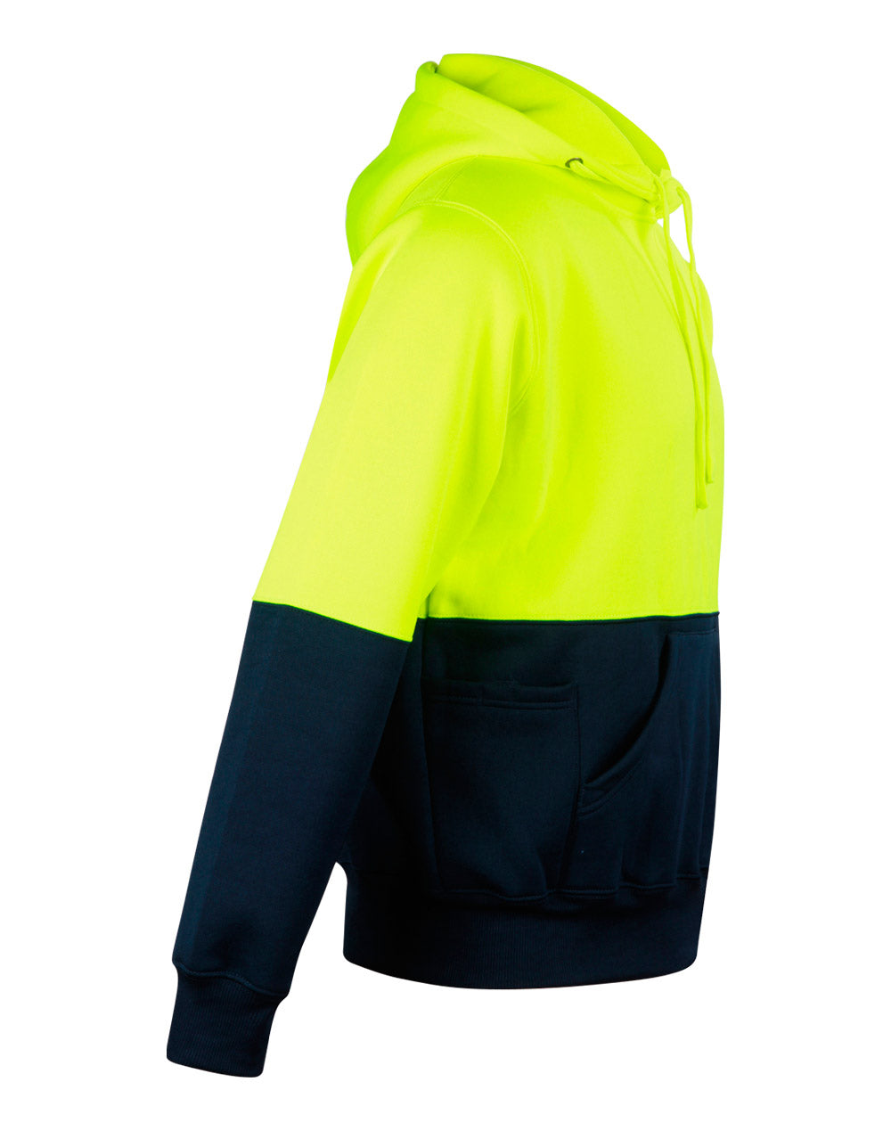 Hi-Vis Two Tone Fleecy Hoodie Unisex - Yellow/Navy - View