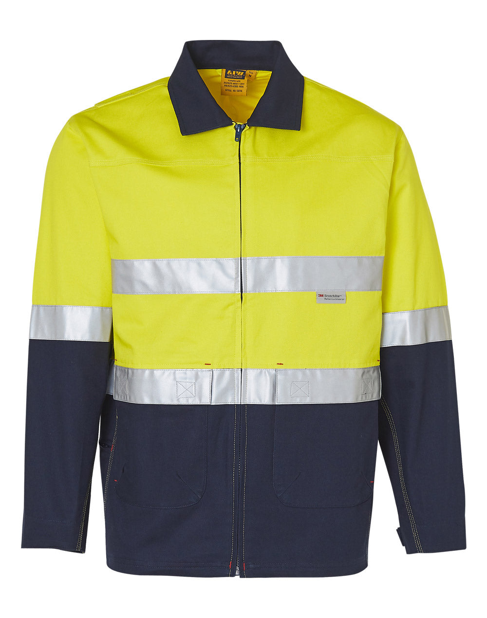 Hi-Vis Two Tone Work Jacket With 3M Tapes - SW46 - Yellow / Navy