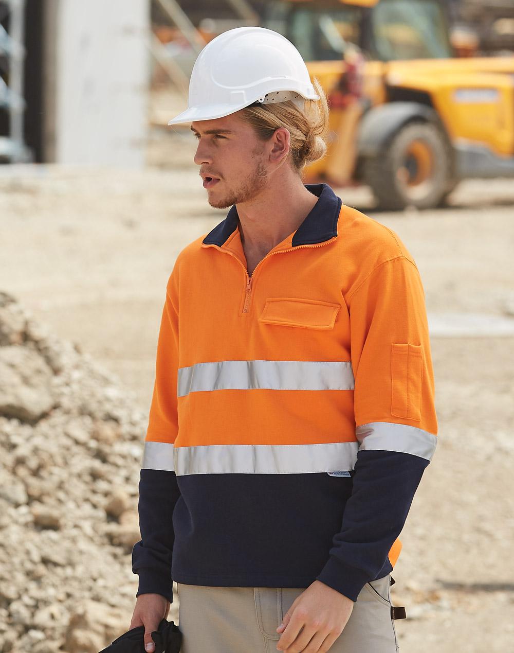 Aiw Hi-Vis Two Tone Cotton Fleecy Sweat With 3M tapes SW48