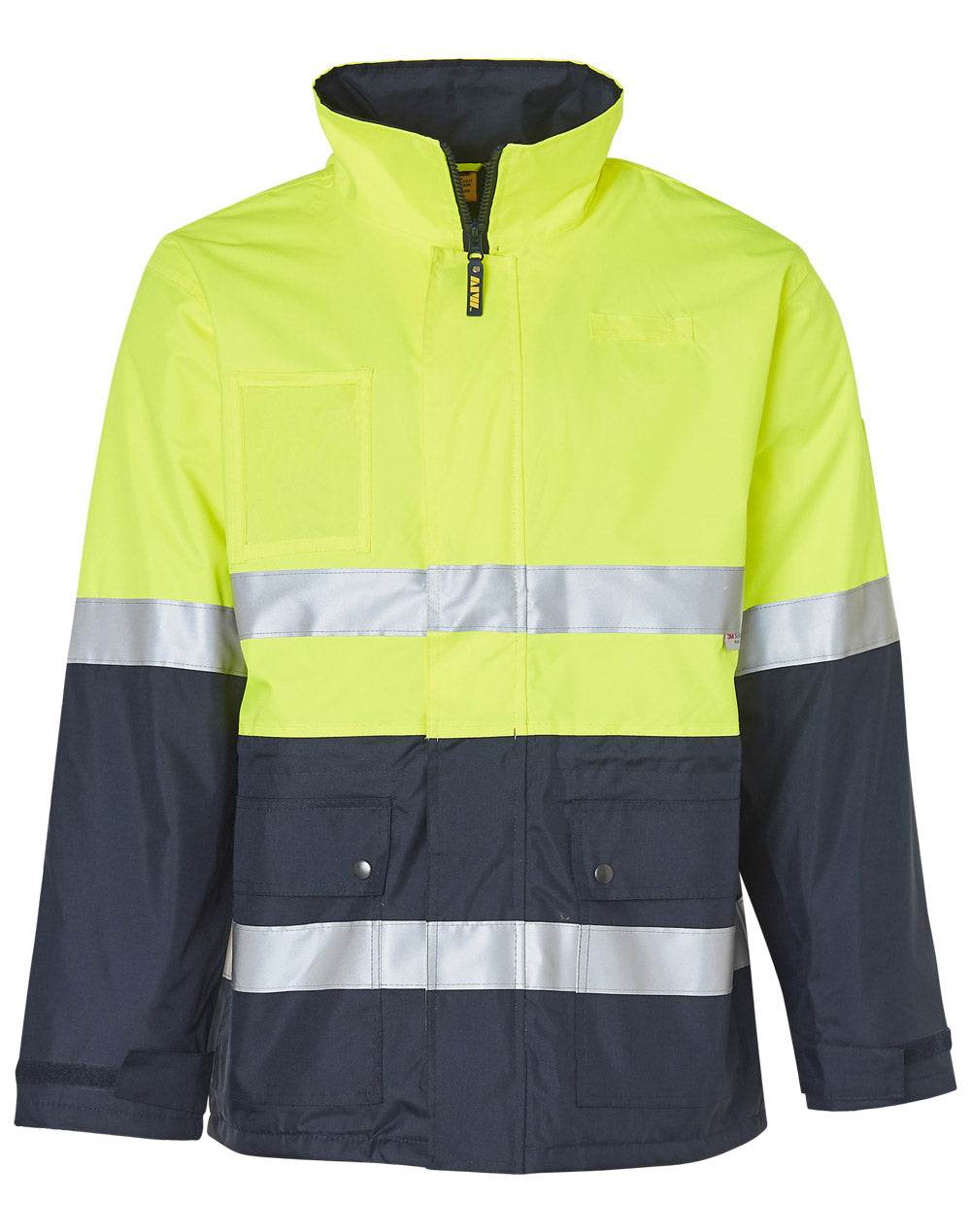 Hi-Vis Long Line Jacket Polar With Fleece Lining - Yellow/Navy - Front
