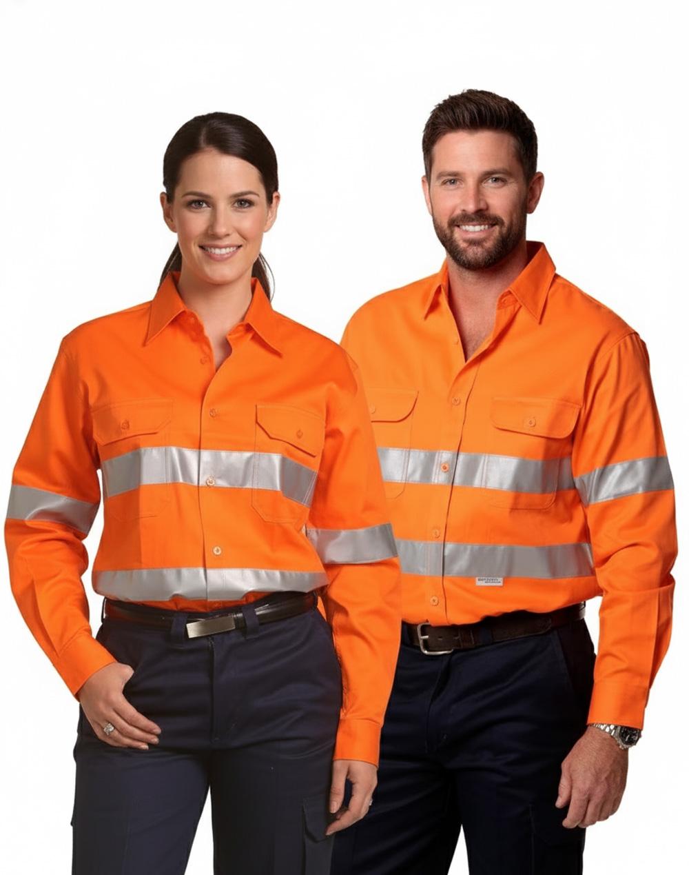 Aiw Men's Hi-Vis L/S Drill Shirt With 3M Tapes SW52