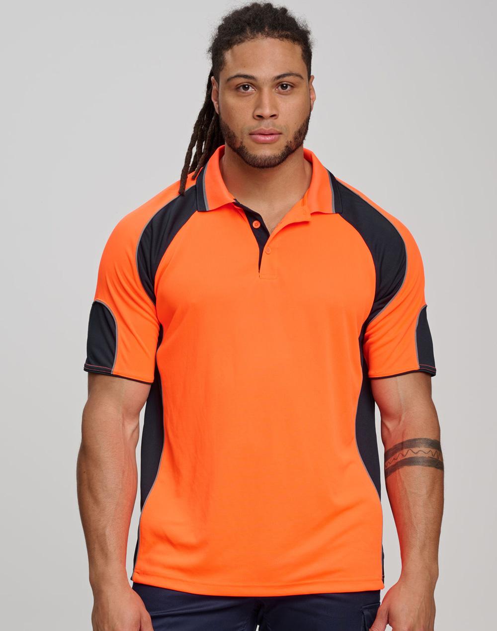 Aiw Men's Hi-Vis Cooldry Contrast Polo with Sleeve Panels SW61