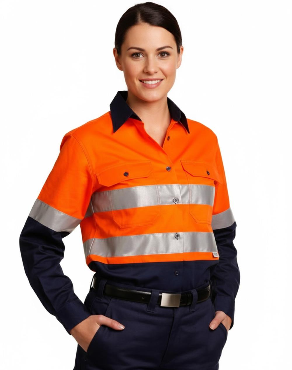Aiw Ladies' Hi-Vis L/S Safety Shirt 3M Tape SW65