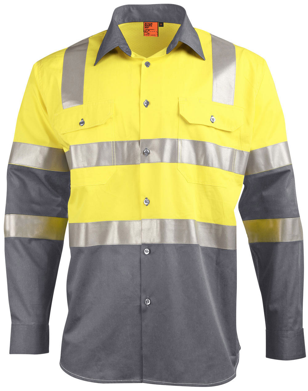 Biomotion Two Tone Safety Shirt With X Tape - SW70 - Yellow / Charcoal
