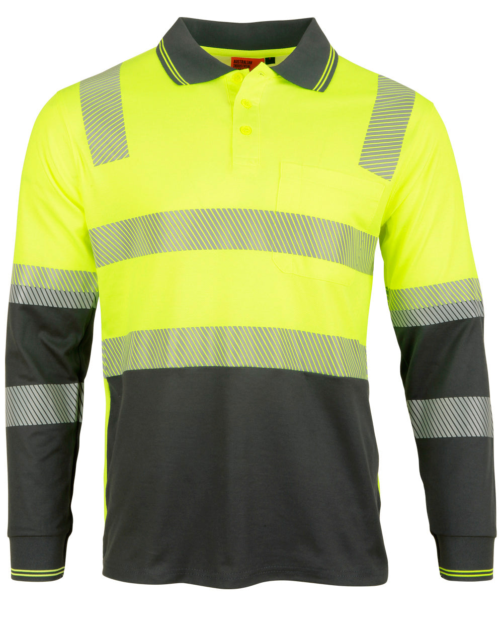 Biomotion Segmented Truedry L/S Safety Polo - SW74 - Yellow / Charcoal