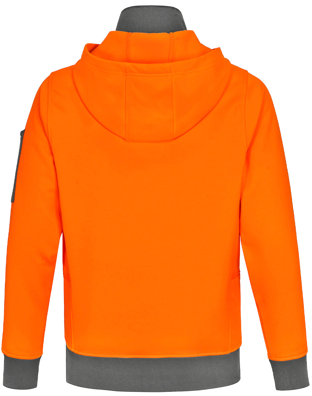 Unisex Hi-Vis ¼ Zip Premium Fleece Hoodie - Orange/Ash - Back