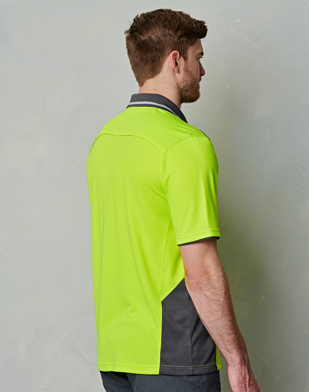 Unisex Hi-Vis Bamboo Charcoal Vented Ss Polo - Yellow/Ash - View