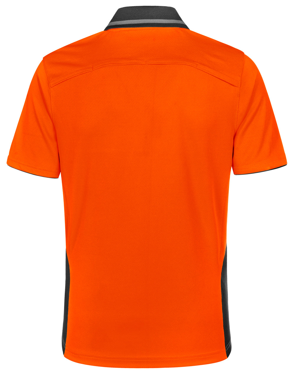 Unisex Hi-Vis Bamboo Charcoal Vented Ss Polo - Orange/Ash - Back