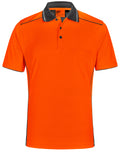 Unisex Hi-Vis Bamboo Charcoal Vented Ss Polo - Orange/Ash - Front