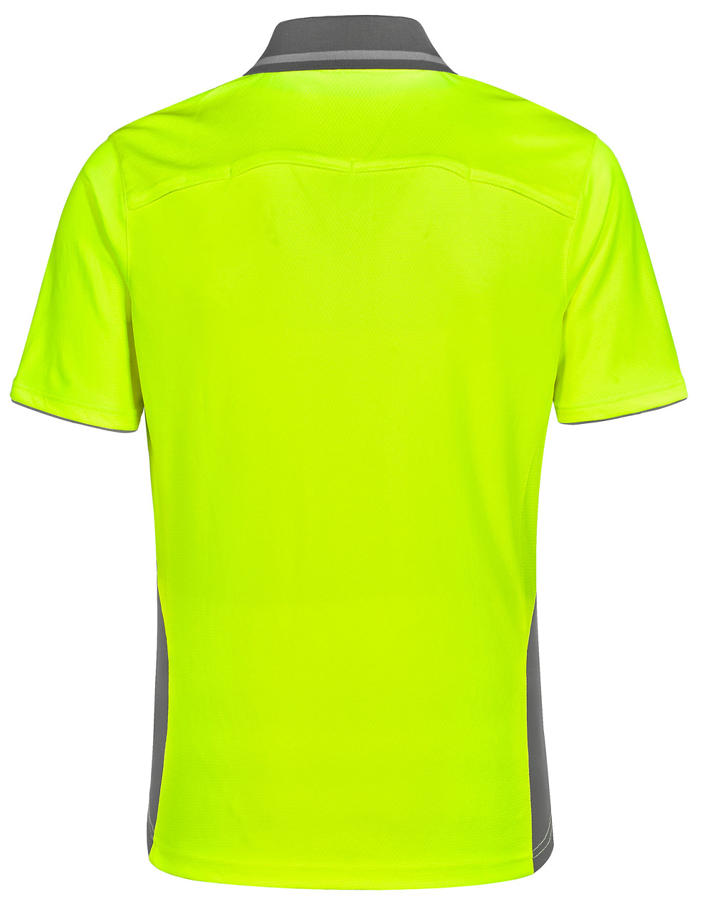 Unisex Hi-Vis Bamboo Charcoal Vented Ss Polo - Yellow/Ash - Back