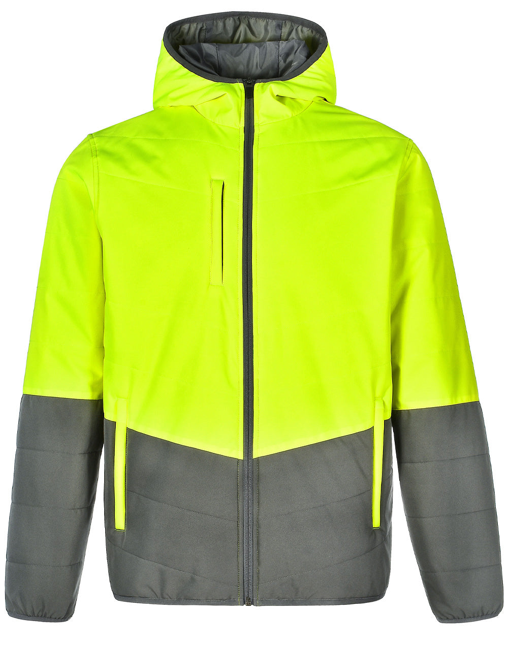 Hi-Vis Quilted Two Tone Safety Jacket - SW80 - Yellow / Ash