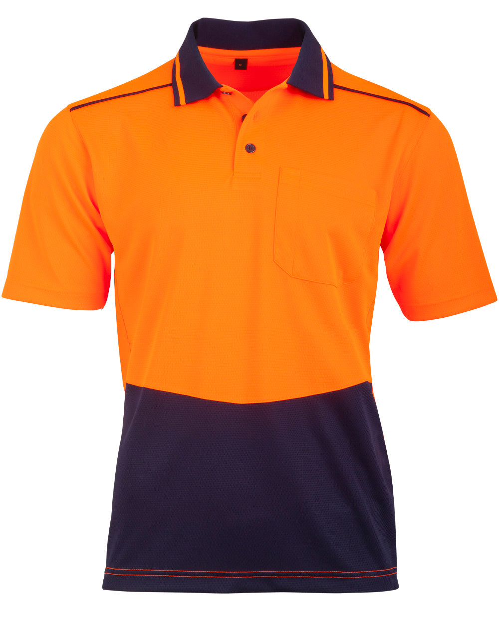 Unisex Hi-Vis Bamboo Charcoal S/S Polo - SW81 - Orange / Navy