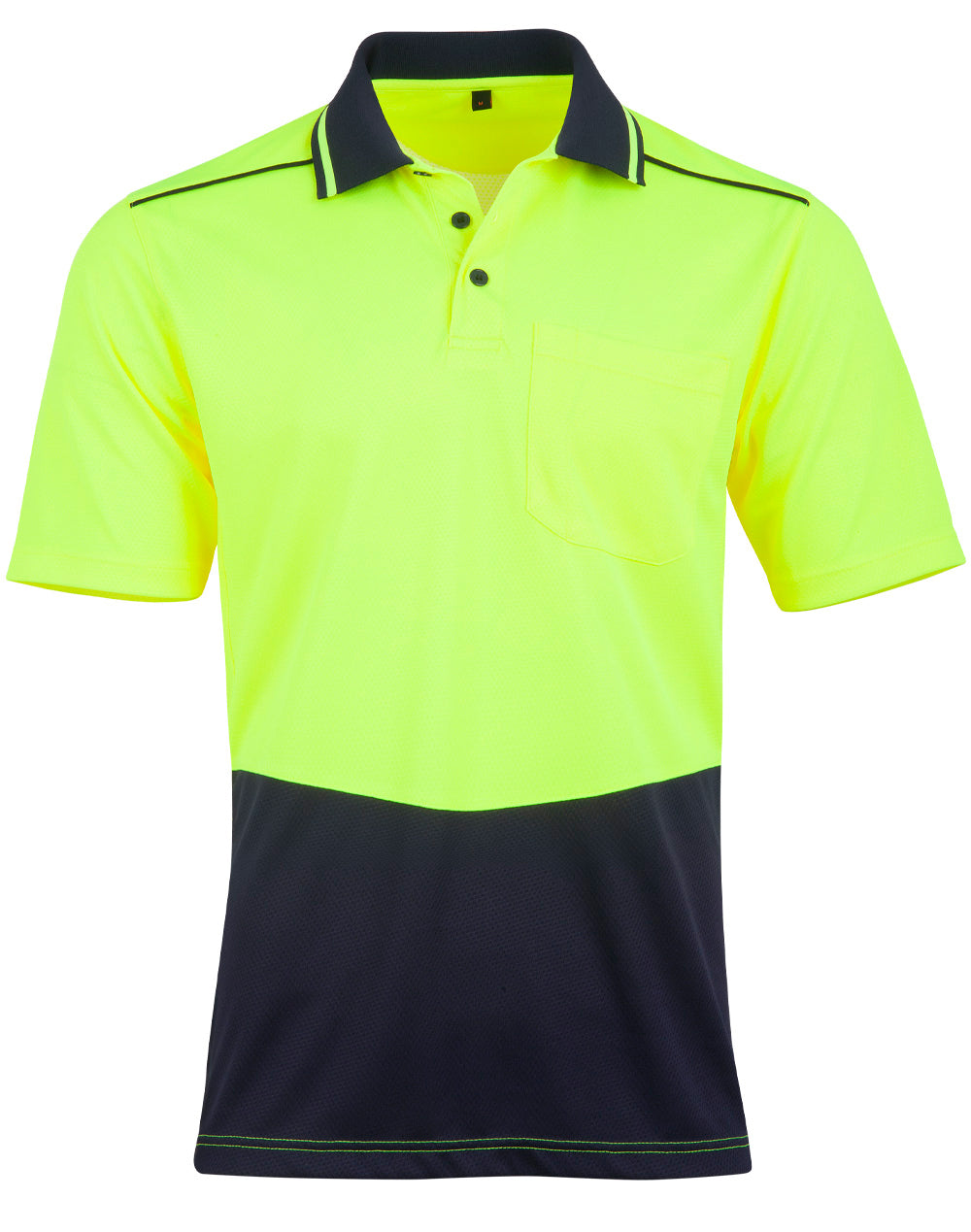 Unisex Hi-Vis Bamboo Charcoal S/S Polo - SW81 - Yellow / Navy