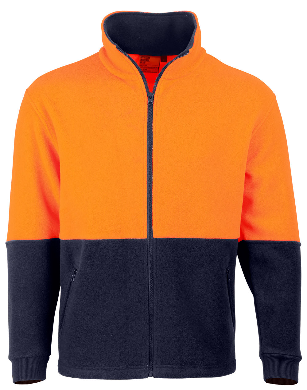 Hi-Vis Polar Fleece Zip Jacket - Orange/Navy - Front