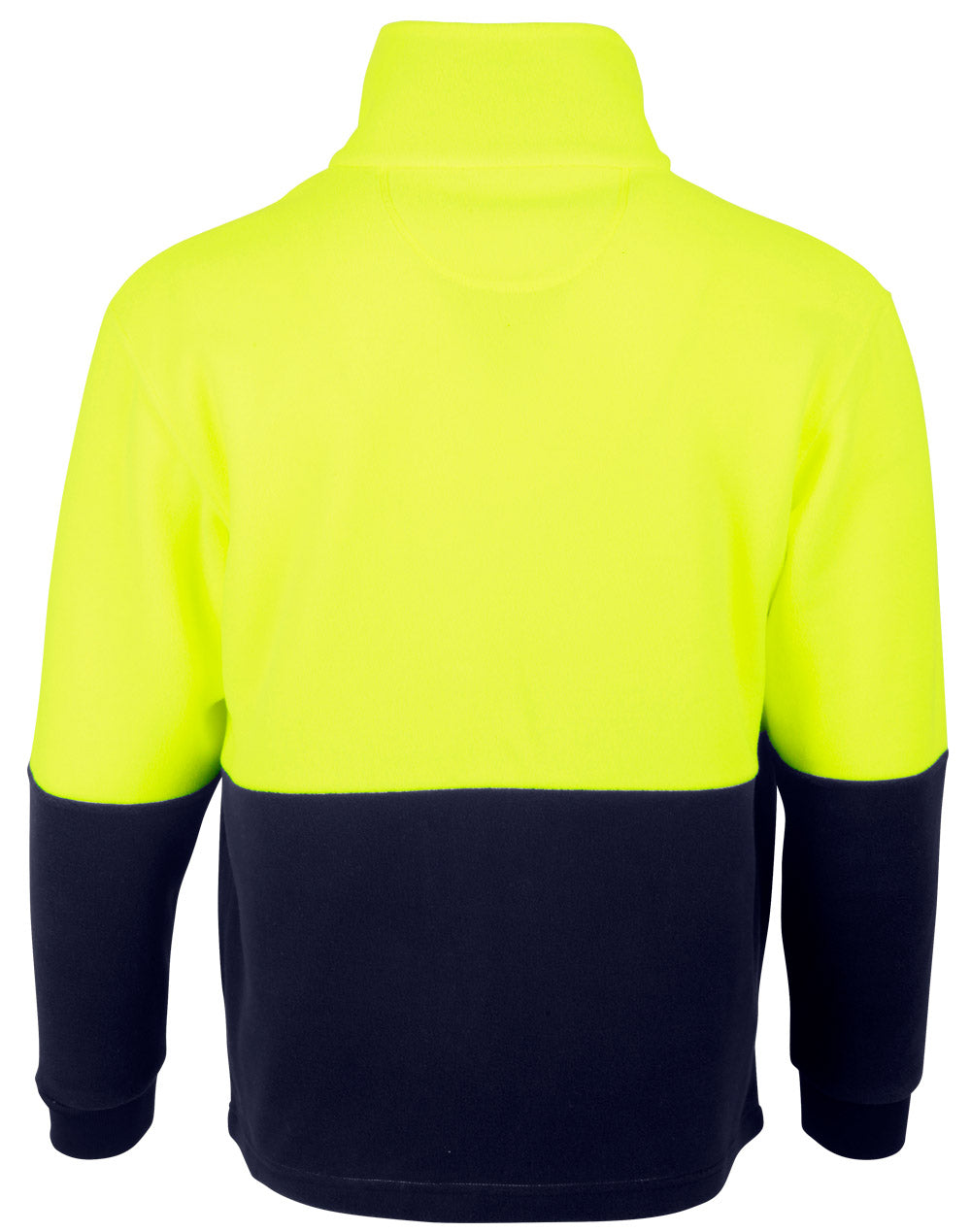 Hi-Vis Polar Fleece Zip Jacket - Yellow/Navy - Back