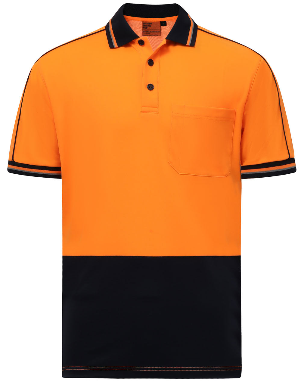 Hi-Vis Sustainable Cool-Breeze Truedry Safety S/S Polo - SW89 - Orange / Navy