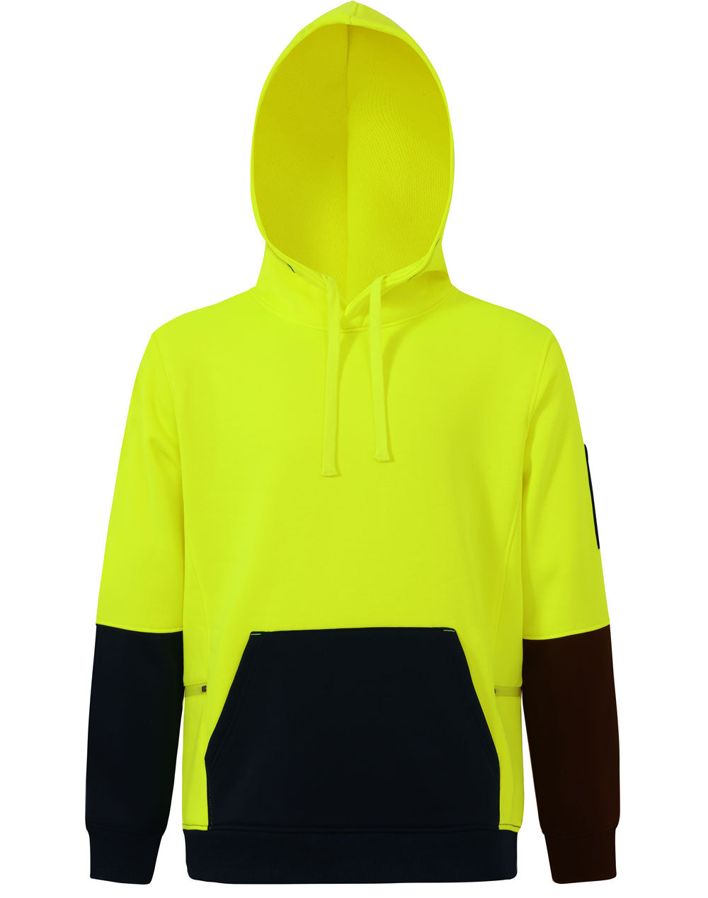 Hi-Vis Two Tone Water Resistant Fleece Hoodie - SW91 - Yellow / Navy