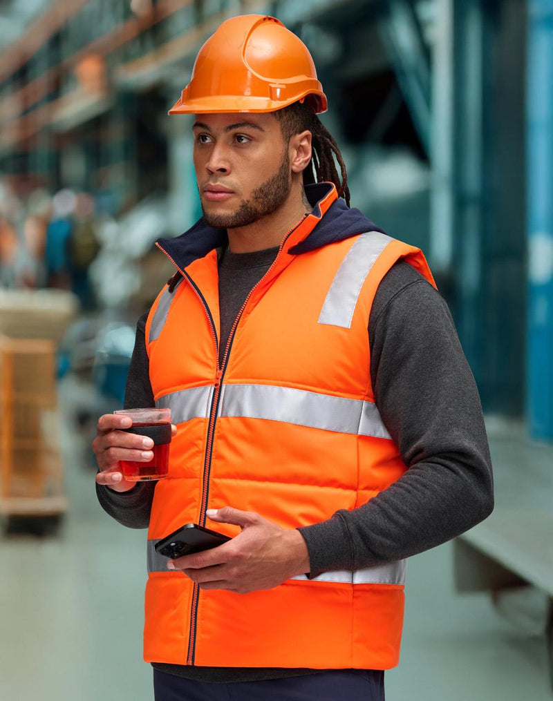 Aiw Unisex Hi Vis Hooded Puffer Vest SW93