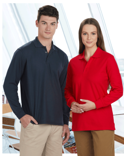 Adults' 240gsm Poly/Cotton Pique L/S Polo - PS12