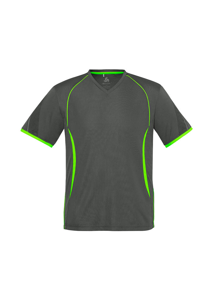 Razor Mens Short Sleeve Tee - Grey/Fluoro Lime - Front