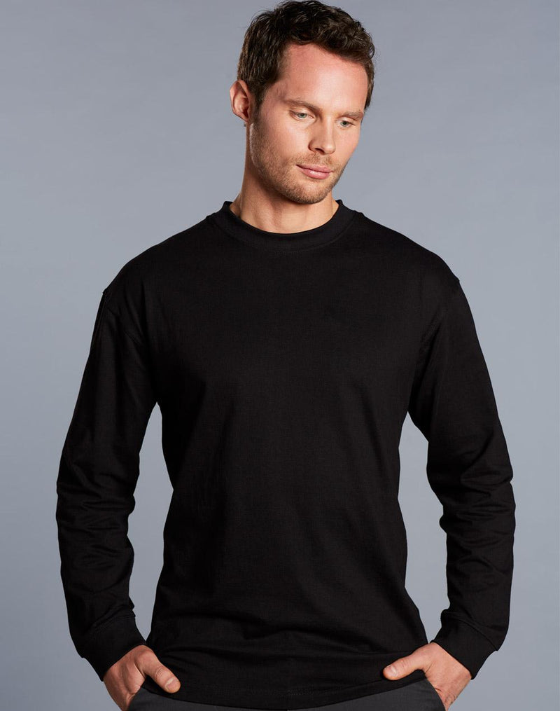 Winning Spirit mens cotton crew neck L/S tee TS02