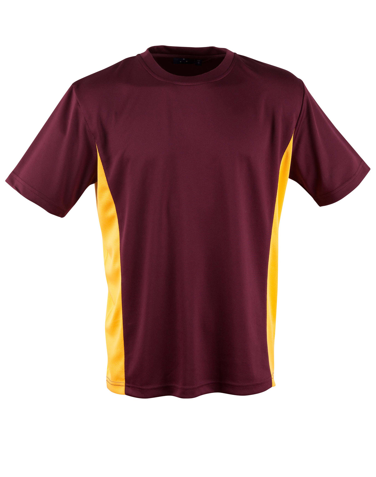 kids cooldry S/S contrast tee - TS12K - Maroon / Gold