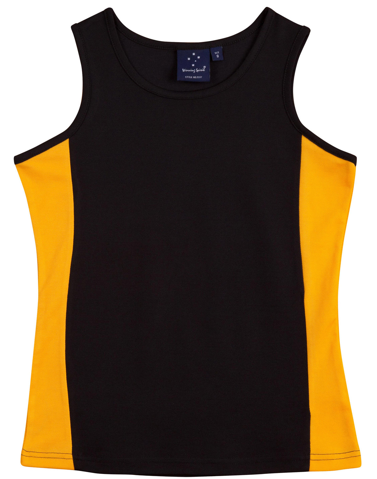 Ladies Truedry Contrast Singlet - TS17 - Black / Gold
