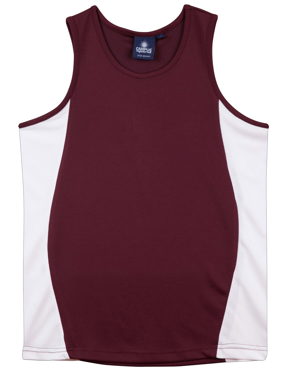 Kid's truedry contrast mesh singlet - TS19K - Maroon / White