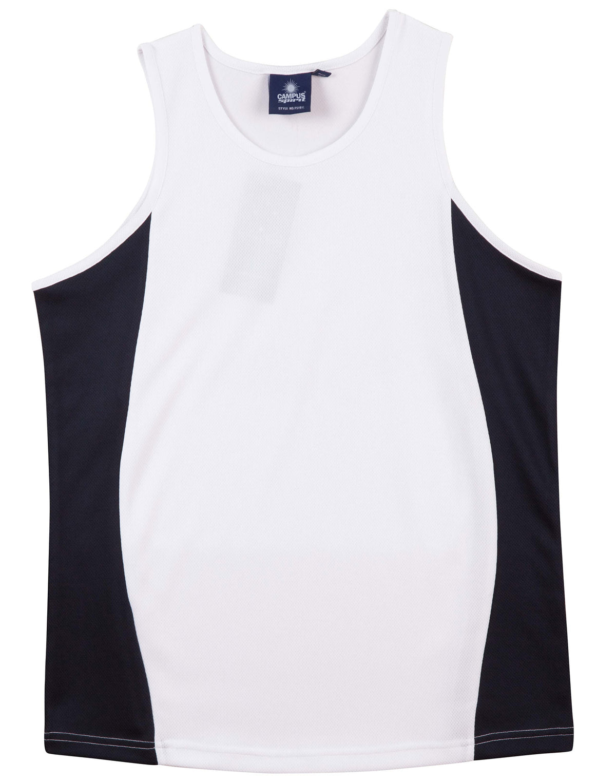 Kid's truedry contrast mesh singlet - TS19K - White / Navy