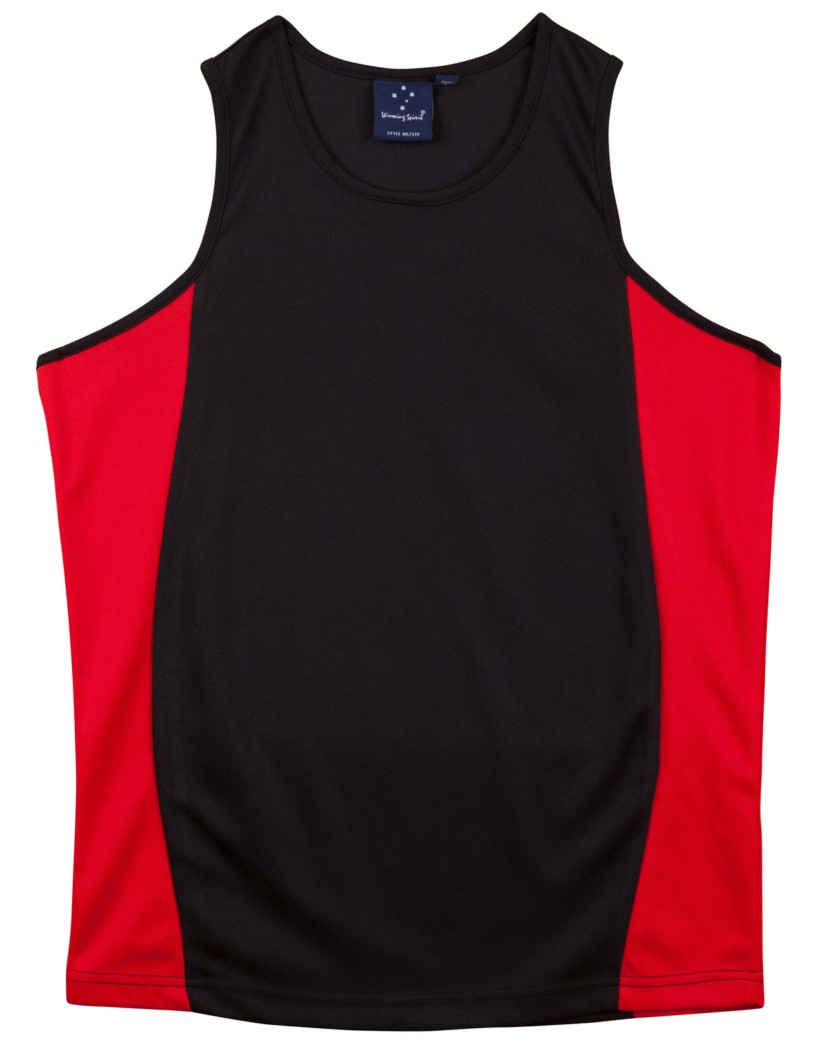 Men's Truedry Contrast Mesh Singlet - TS19A - Black / Red