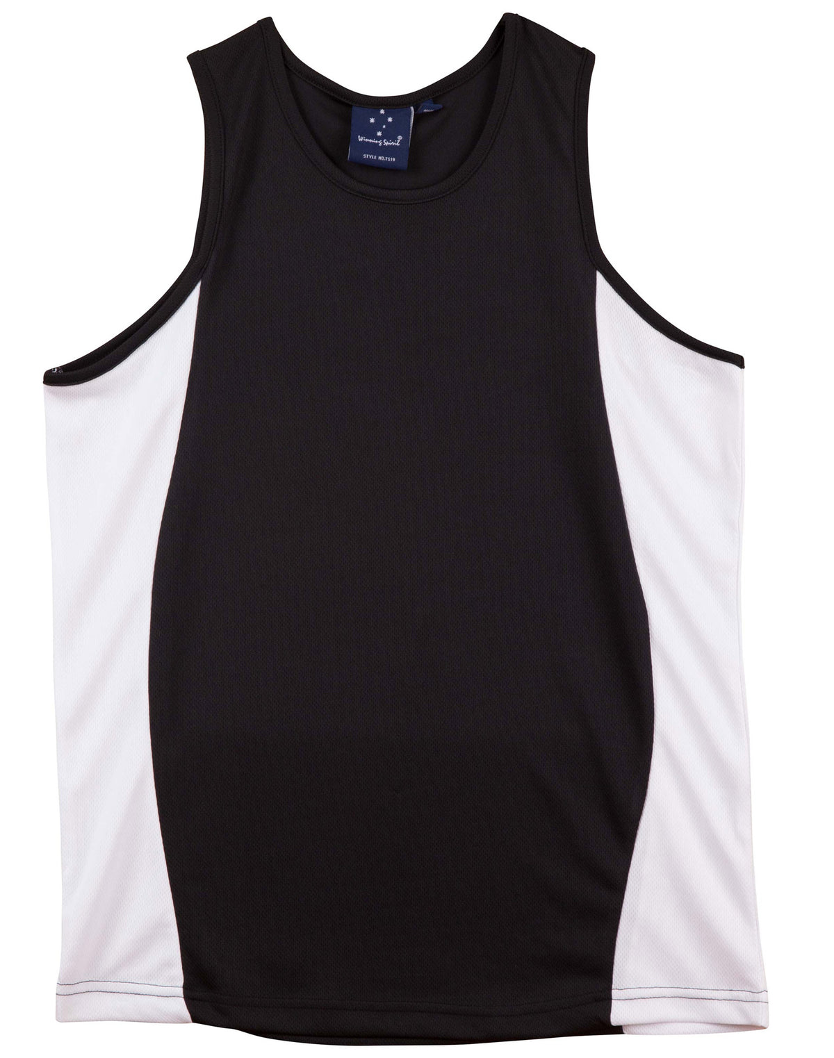 Men's Truedry Contrast Mesh Singlet - TS19A - Black / White