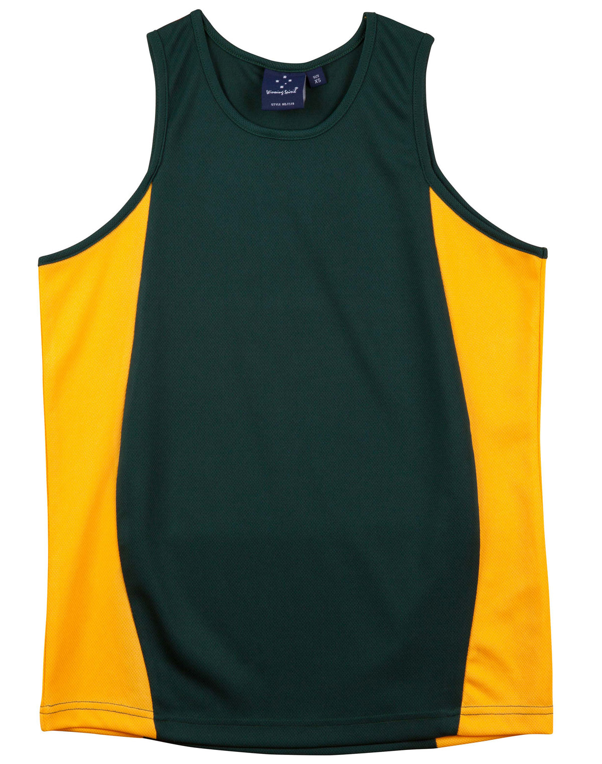 Men's cooldry contrast mesh singlet - TS19 - Bottle / Gold