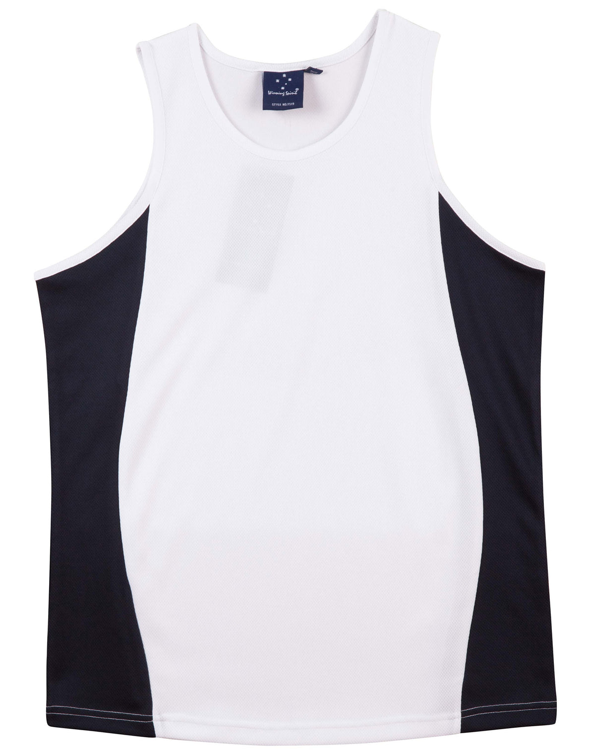 Men's Truedry Contrast Mesh Singlet - TS19A - White / Navy