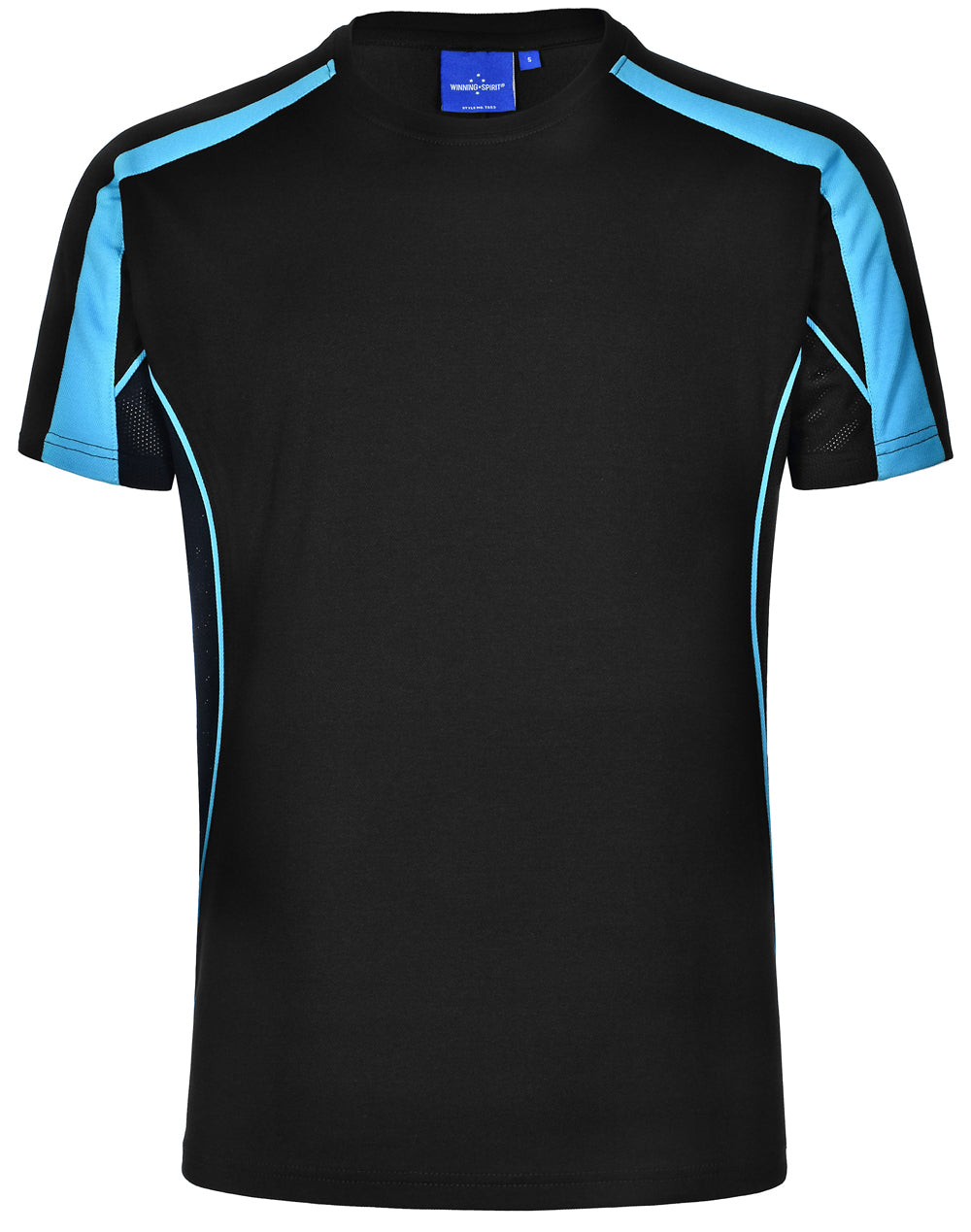Men's Truedry Fashion S/S T-shirt - TS53 - Black / Aqua Blue