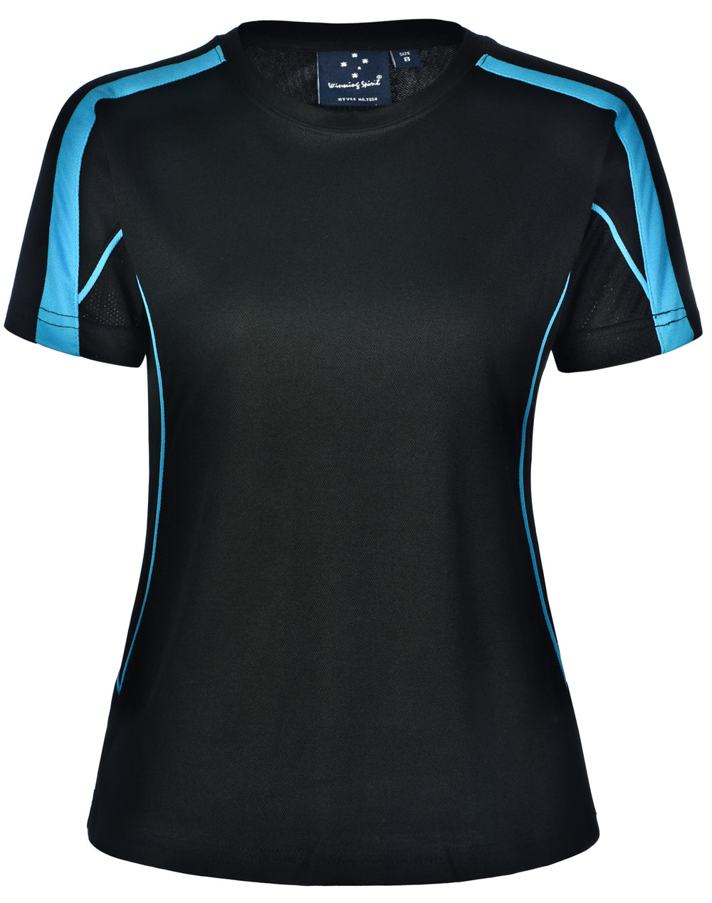 Ladies' Truedry Fashion S/S T-shirt - TS54 - Black / Aqua Blue