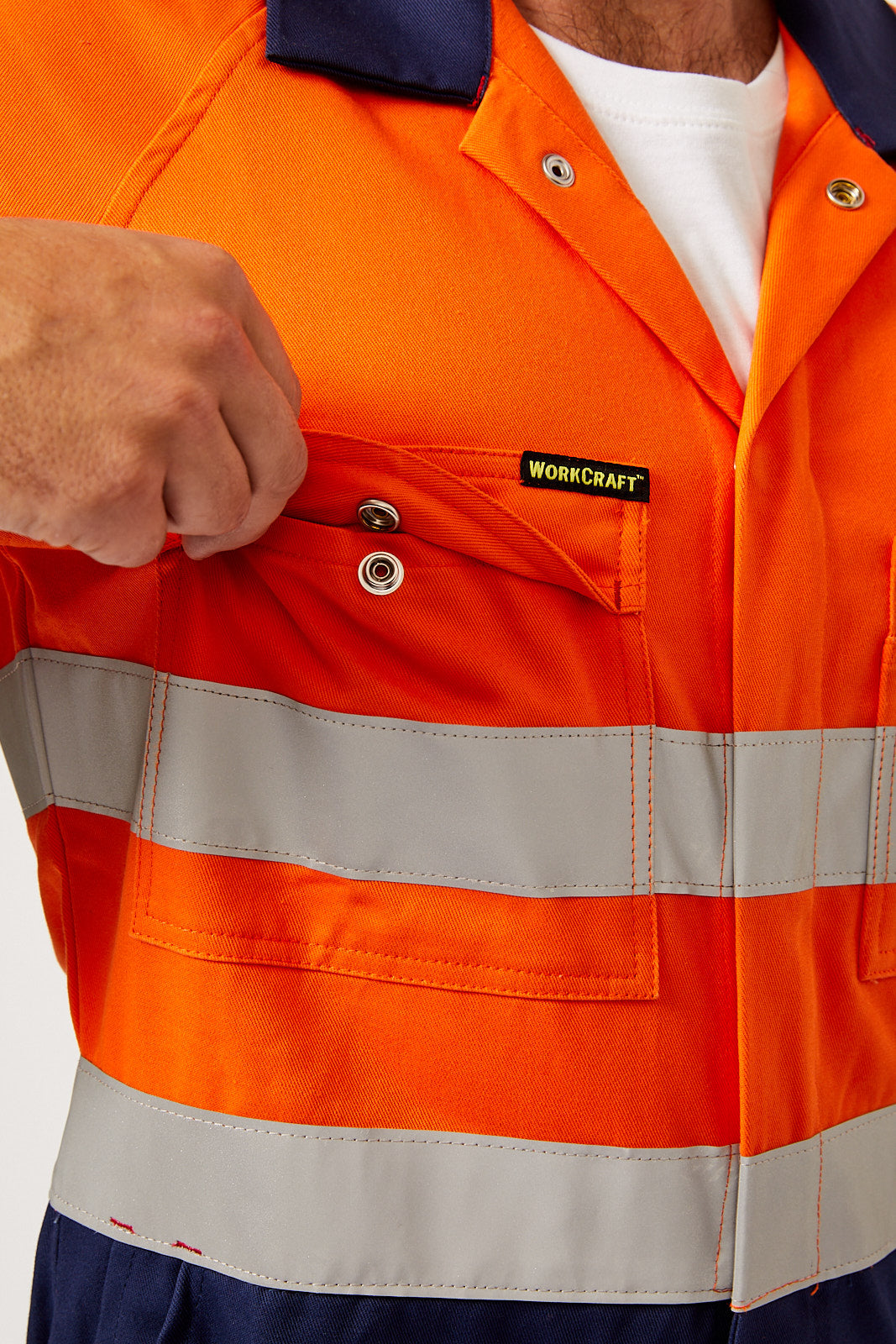 Hi Vis Two Tone Cotton Drill Coveralls With Industrial Laundry Reflective Tape - view