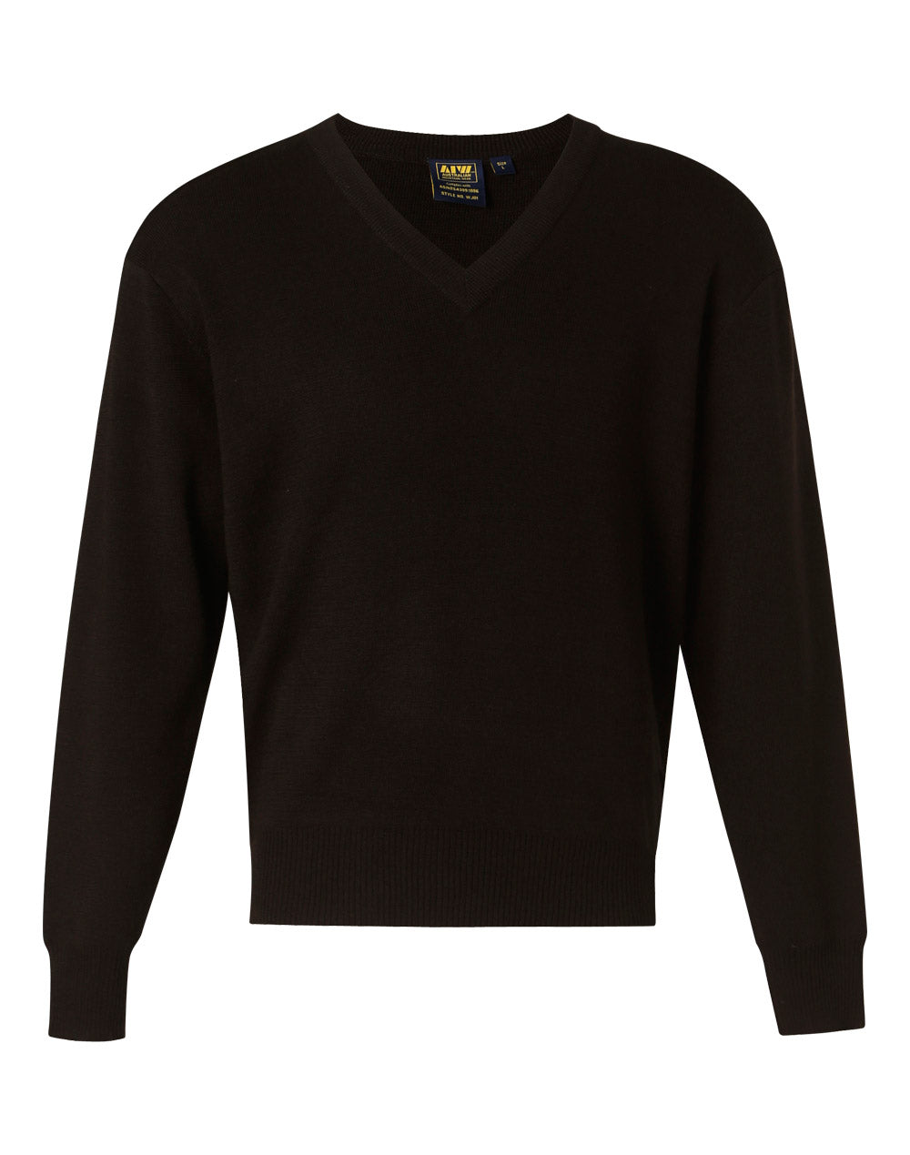 V Neck Wool / Acrylic Knit Jumper - WJ01 - Black