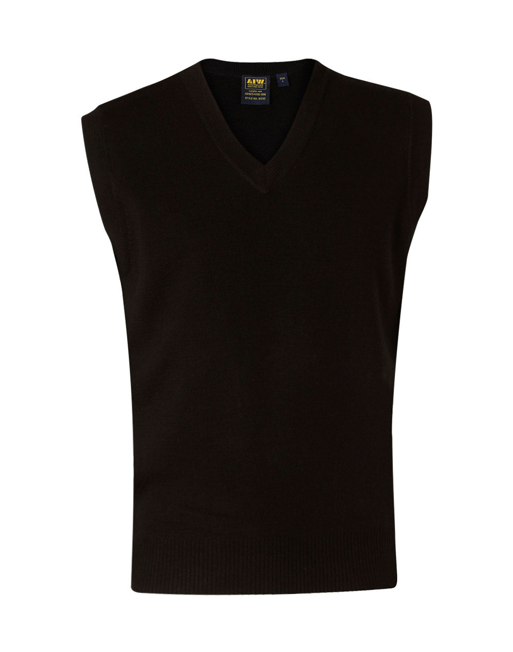 V Neck Wool / Acrylic Knit Vest - WJ02 - Black