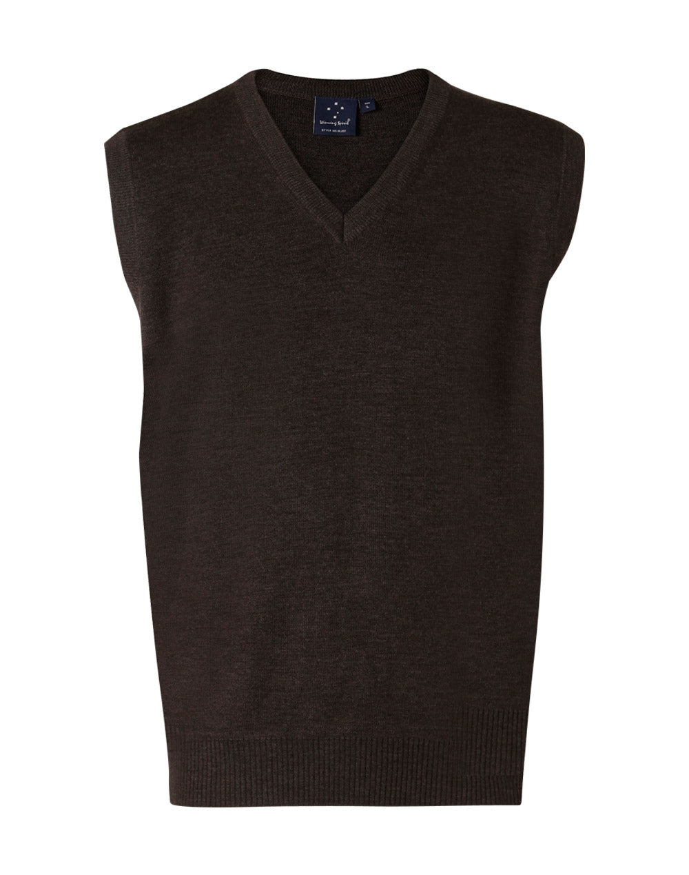V Neck Wool / Acrylic Knit Vest - WJ02 - Charcoal