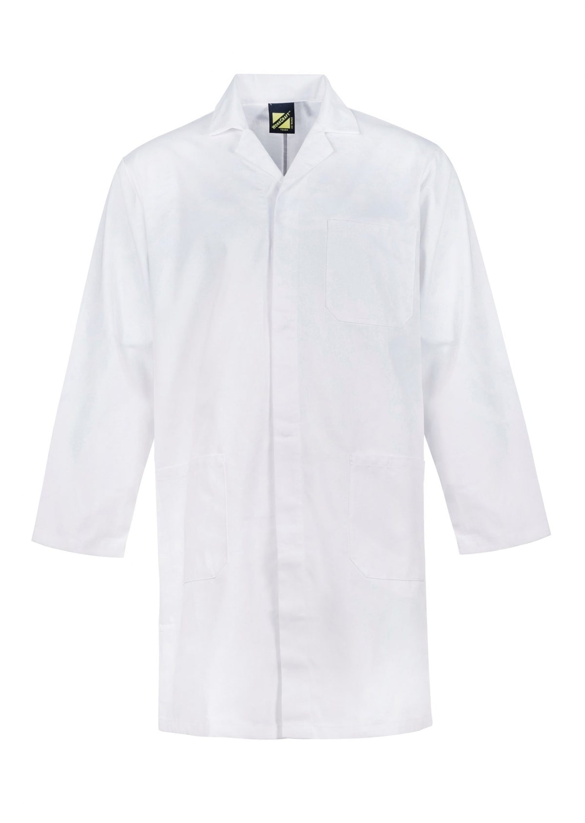 Long Sleeve Dustcoat With Patch Pockets - White - Front
