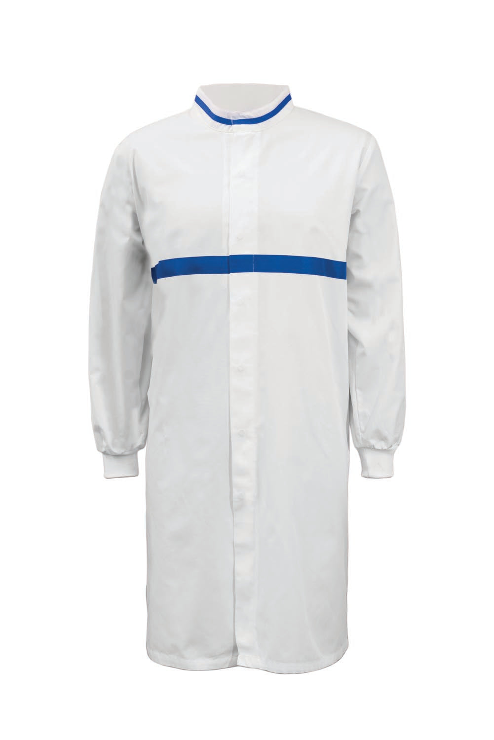 Long Sleeve Food Industry Long Length Dustcoat With Contrast Trims On Collar And Chest - view