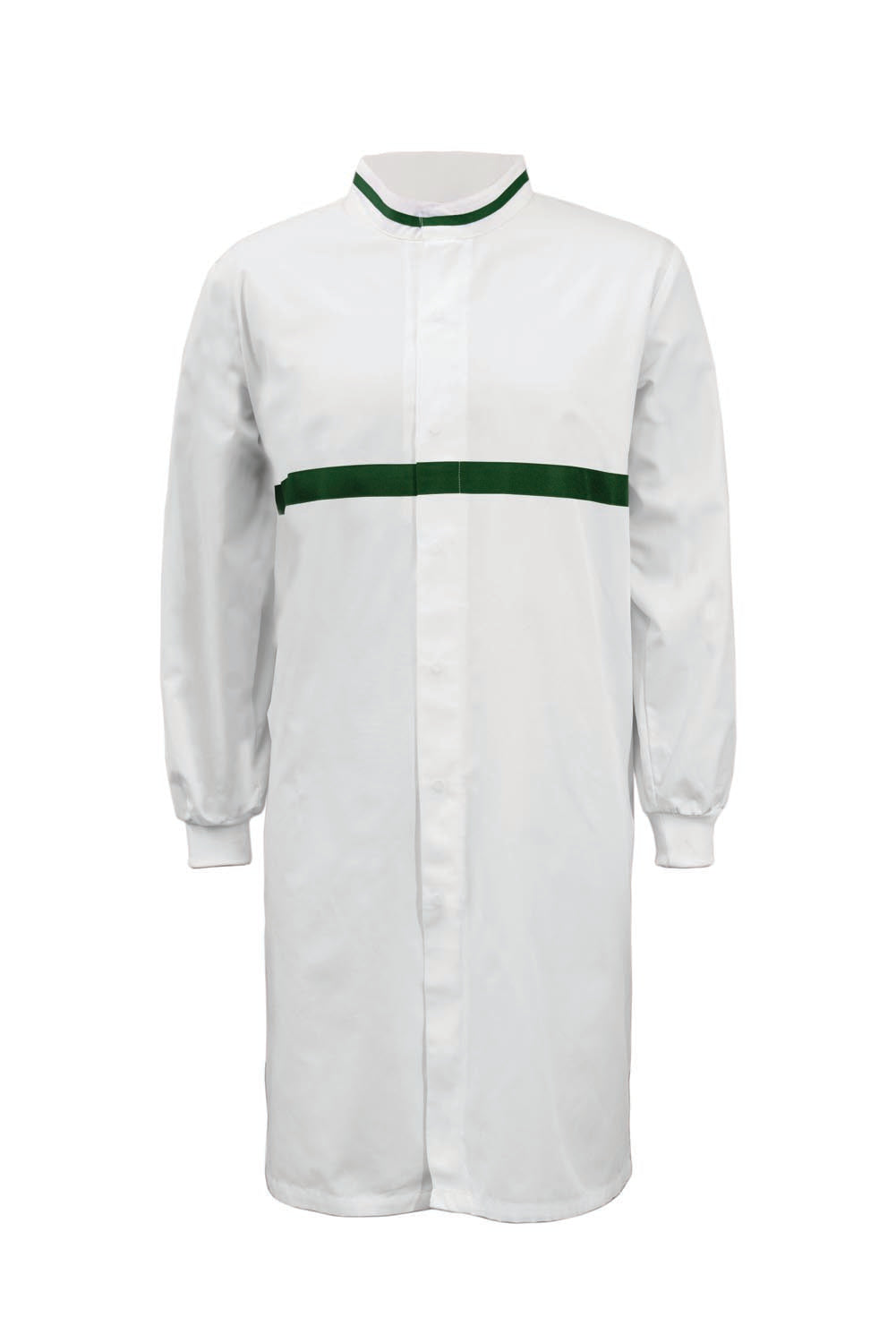 Long Sleeve Food Industry Long Length Dustcoat With Contrast Trims On Collar And Chest - view
