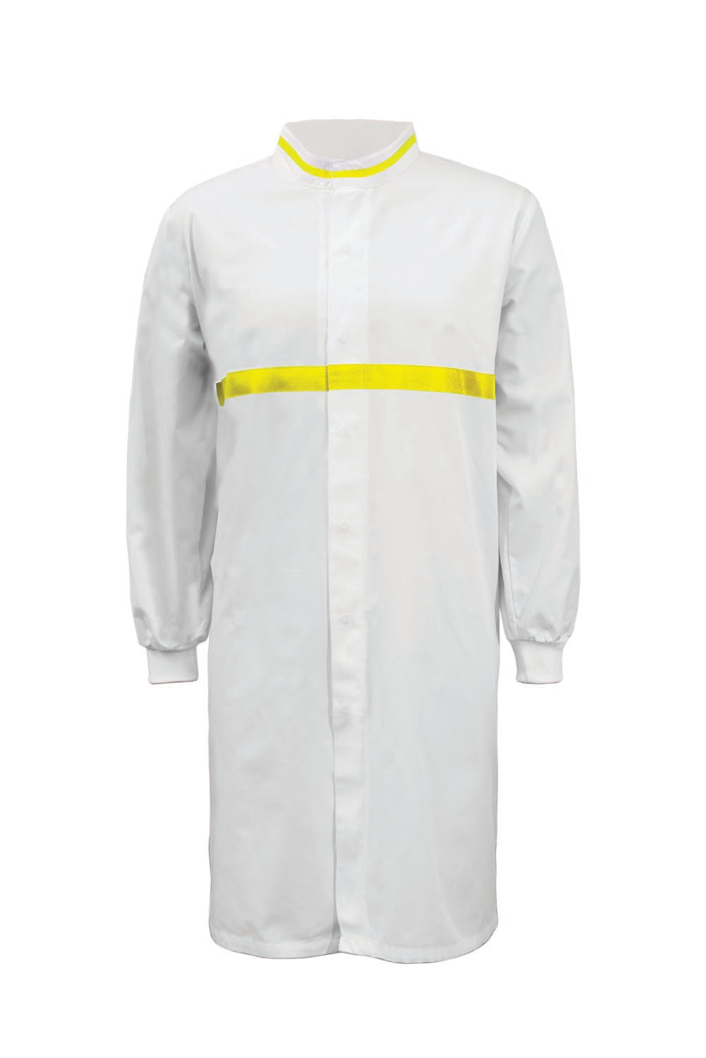 Long Sleeve Food Industry Long Length Dustcoat With Contrast Trims On Collar And Chest - view