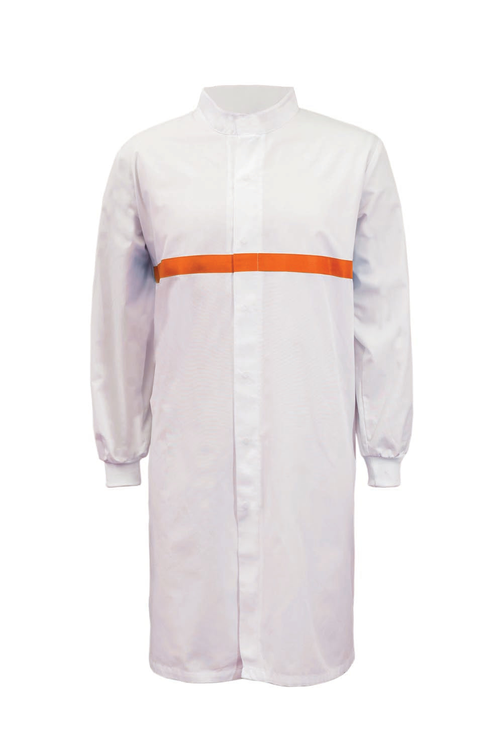 Long Sleeve Food Industry Long Length Dustcoat With Contrast Trims On Chest - view