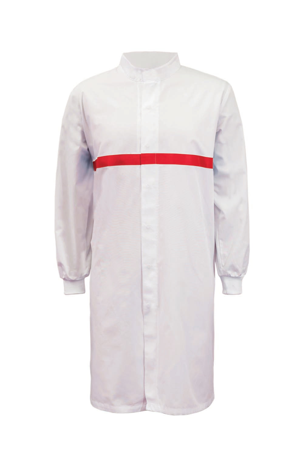 Long Sleeve Food Industry Long Length Dustcoat With Contrast Trims On Chest - view