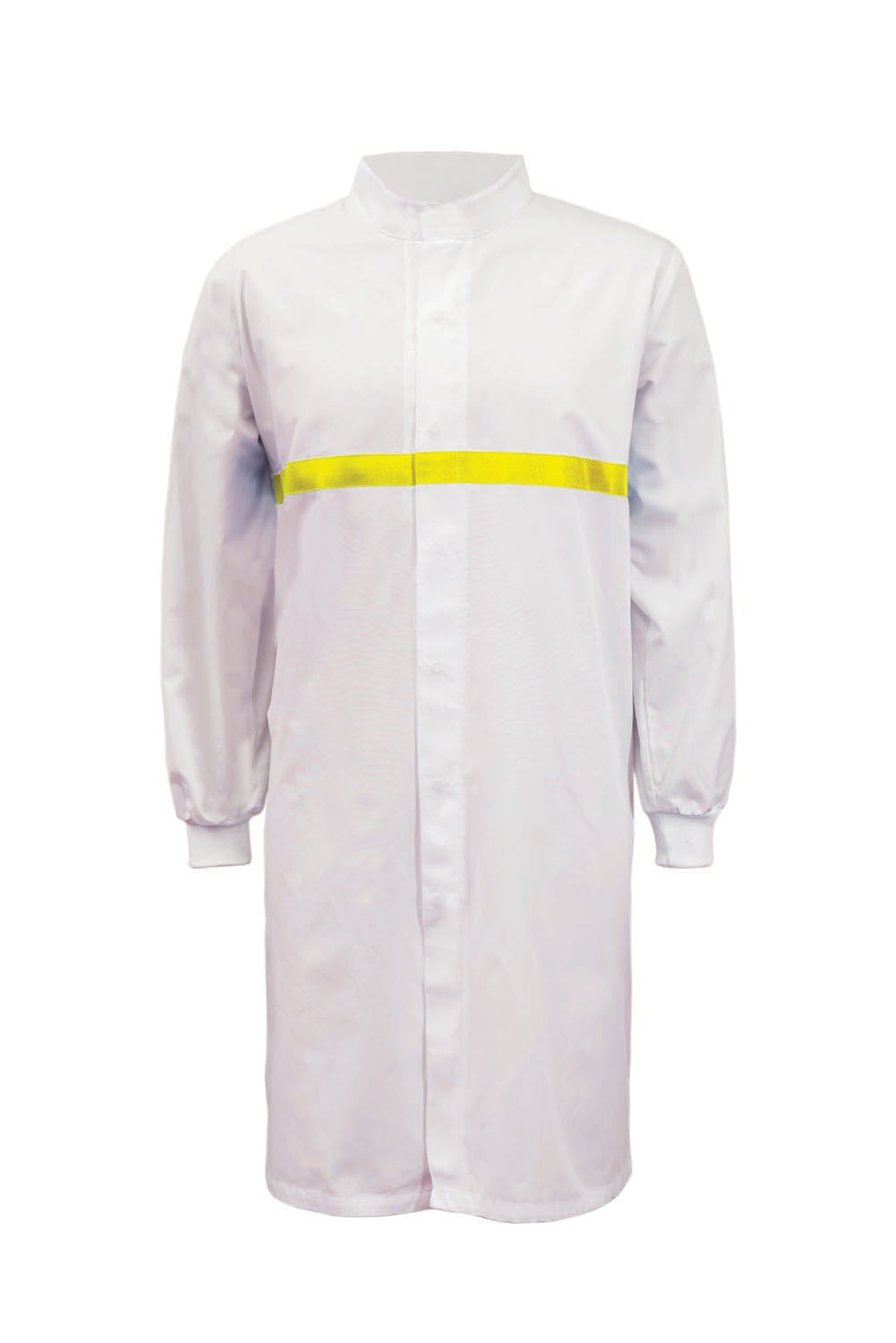 Long Sleeve Food Industry Long Length Dustcoat With Contrast Trims On Chest - view