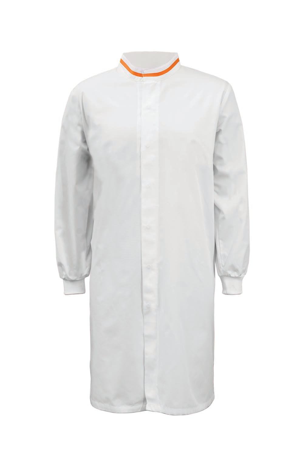Long Sleeve Food Industry Long Length Dustcoat With Contrast Trims On Collar - view